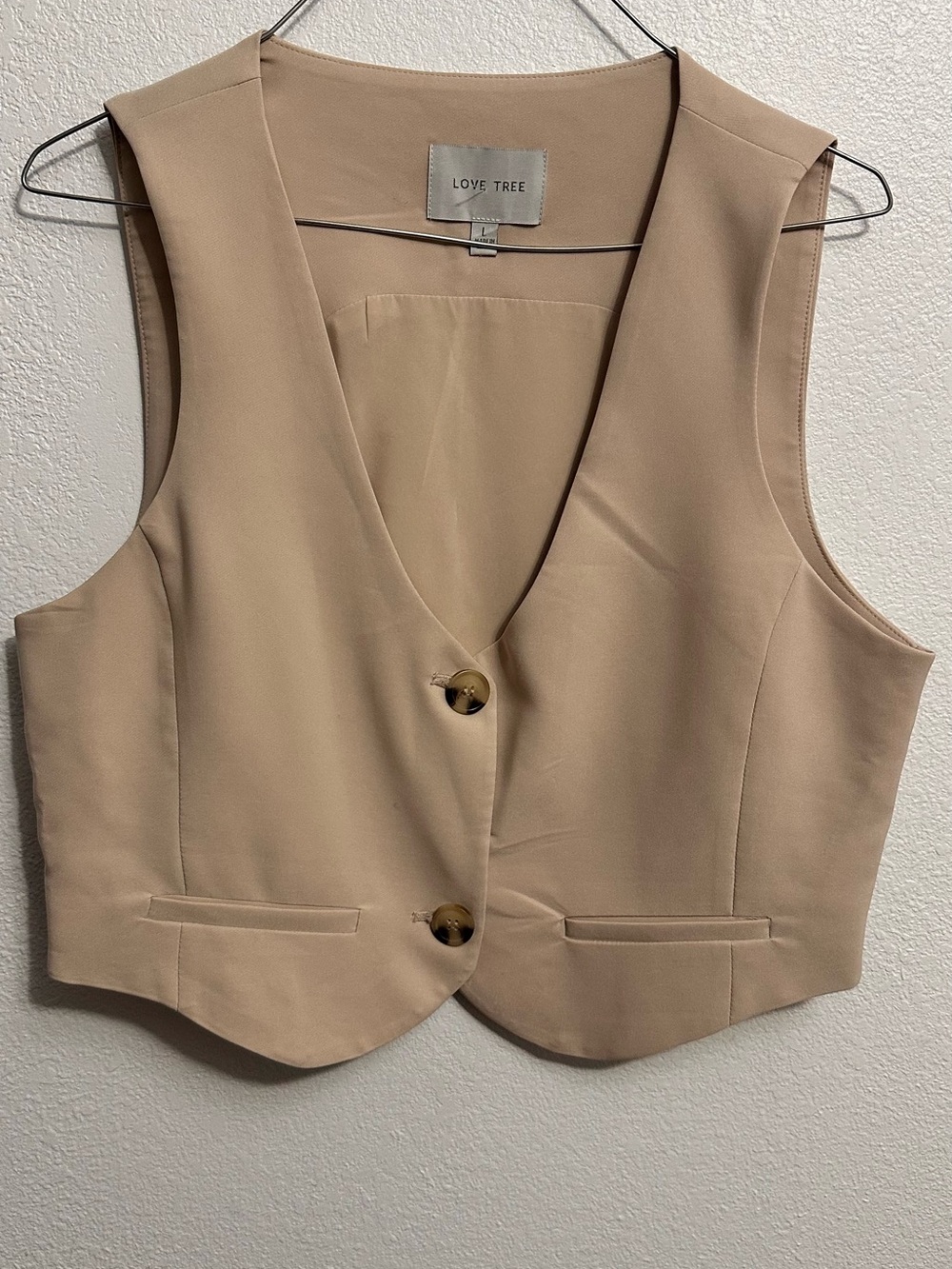 Love Tree Tan Sleeveless Button Vest